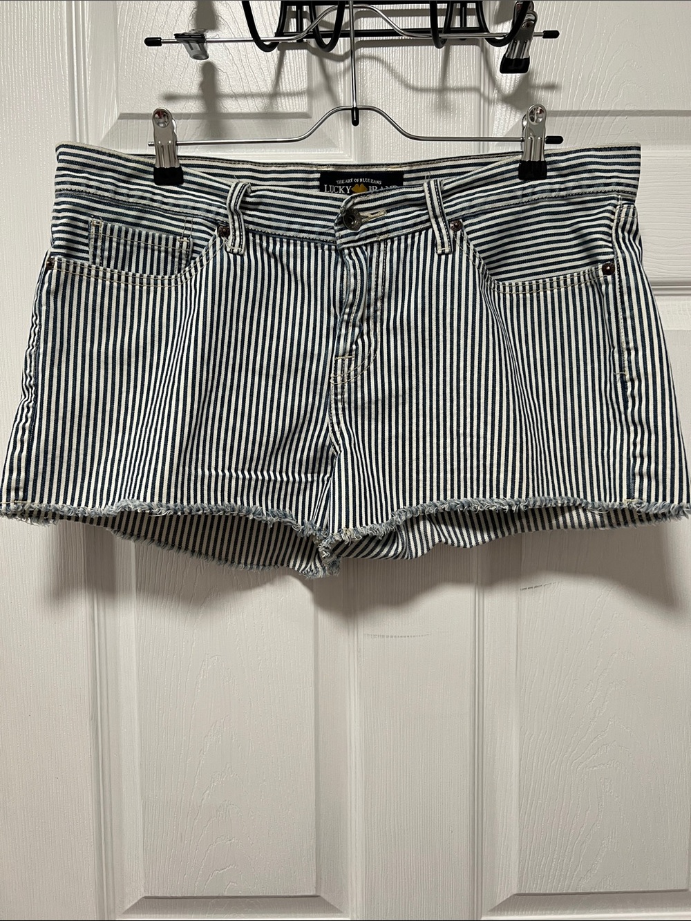 Lucky Brand Navy & White Striped Cutoff Denim Shorts